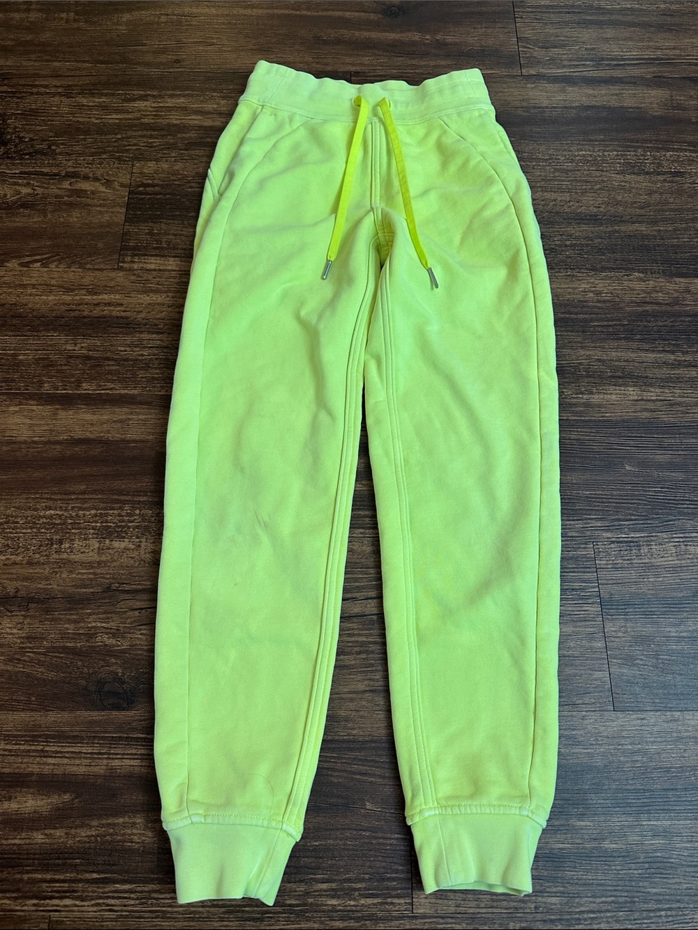 Lululemon Womens Pants Scuba HR Jogger Size 0 Neon Yellow Wash Gym 100% Cotton